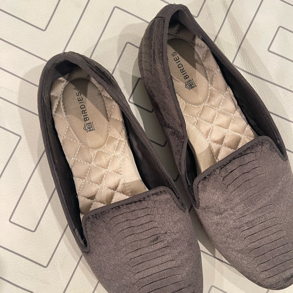 Birdies Charcoal Velvet Python Pattern Flats - image 3